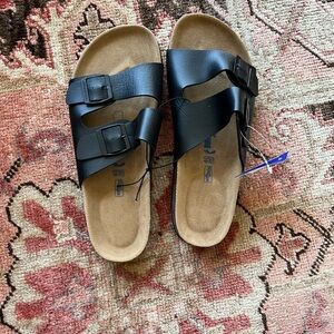Birkenstock Black Sandals with Tan Footbed